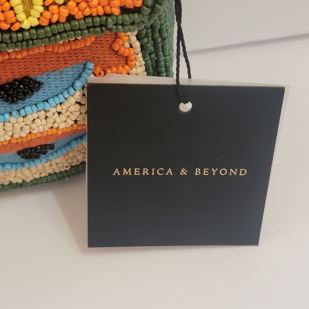 America & Beyond Tropical Patchwork Mosiac Sealife Fruit Hand Beaded Bag Exotic - Picture 5 of 10